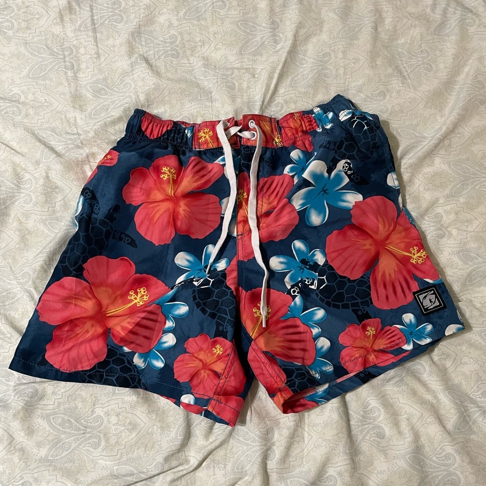 🤝 Floral Swimming Trunks Red and Blue 🤝